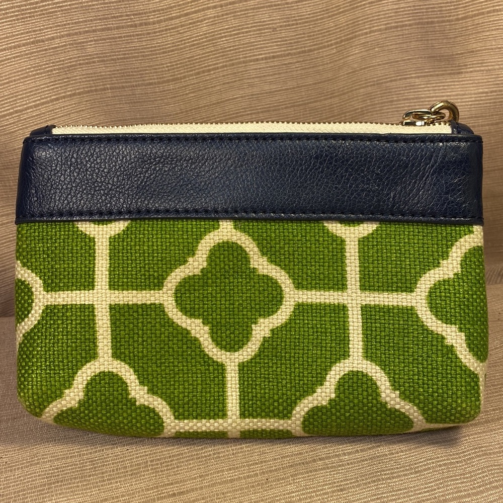 Spartina almost NEW leather/linen wristlet w/removable leash - Picture 2 of 16